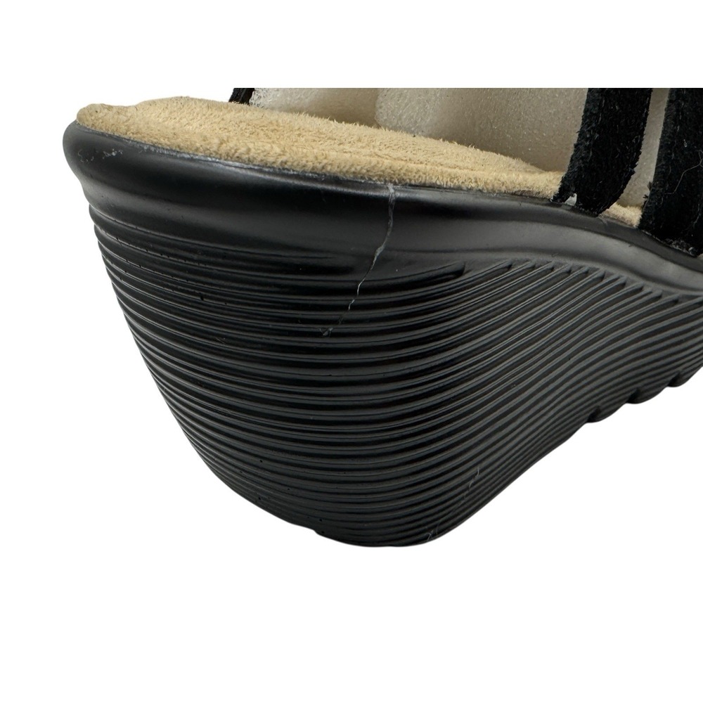 Skechers Wedge Memory Foam Black Suede Sandals Size 8 - Picture 10 of 14